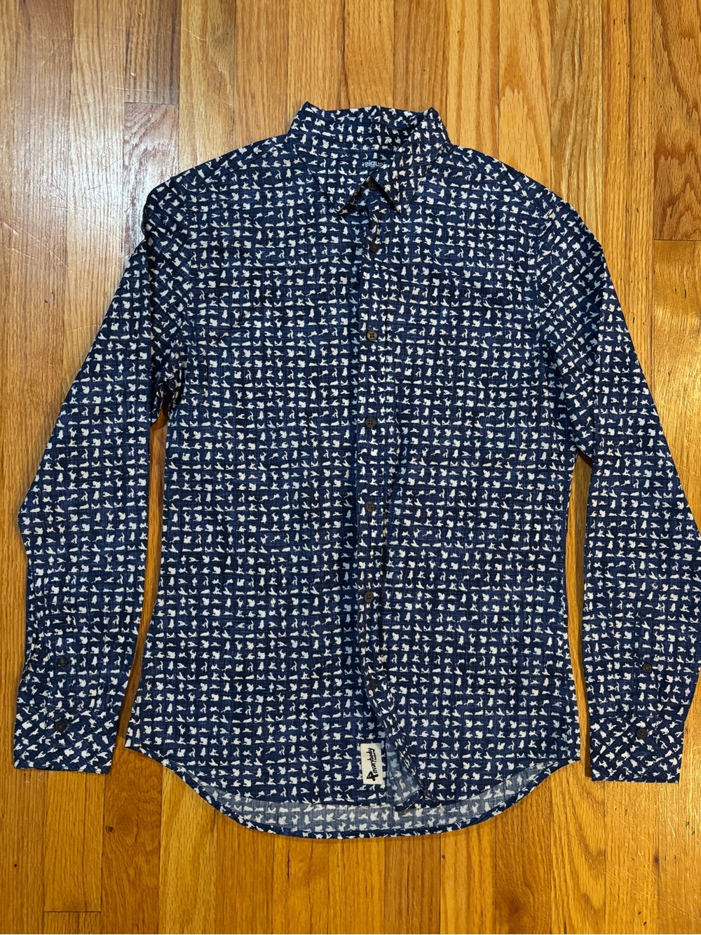 Desigual Navy CAMA SUTRA Slim Fit Button Down Small